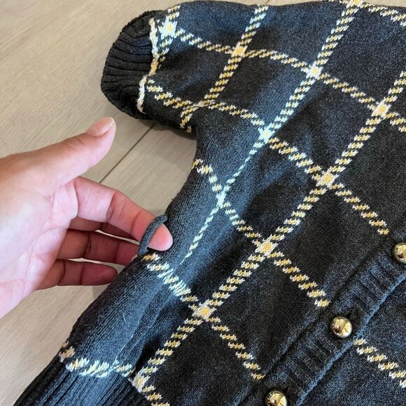 Janie and Jack Baby Girls Windowpane Belted Sweater Gray size 5 - Picture 4 of 7